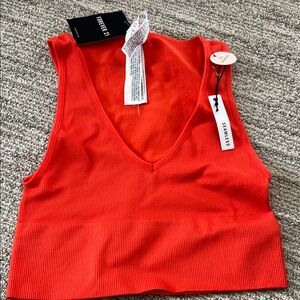 Forever 21 Vibrant Red V-Neck Crop Top